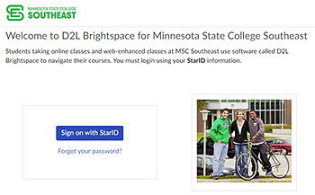 Screenshot of the login for D2L